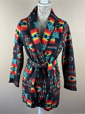 NWT Fashion Express Black Colorful Pattern Native American Western Jacket Medium